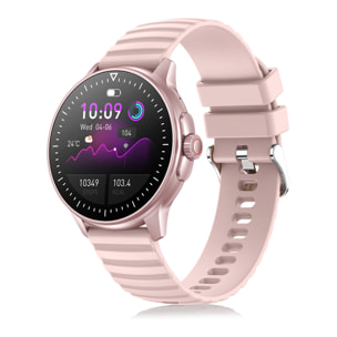 DAM Smartwatch ZW45 con notificaciones de Apps, llamadas Bluetooth. Monitor de tensión y oxígeno en sangre. Corona multifunción. 4,9x1,1x4,7 Cm. Color: Rosa