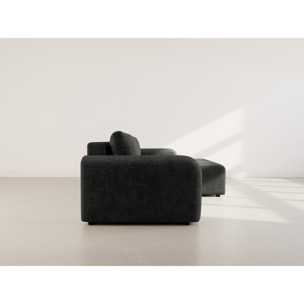 Rebecca - canapé d'angle droit 4 places convertible avec coffre en velours texturé - Gris Anthracite