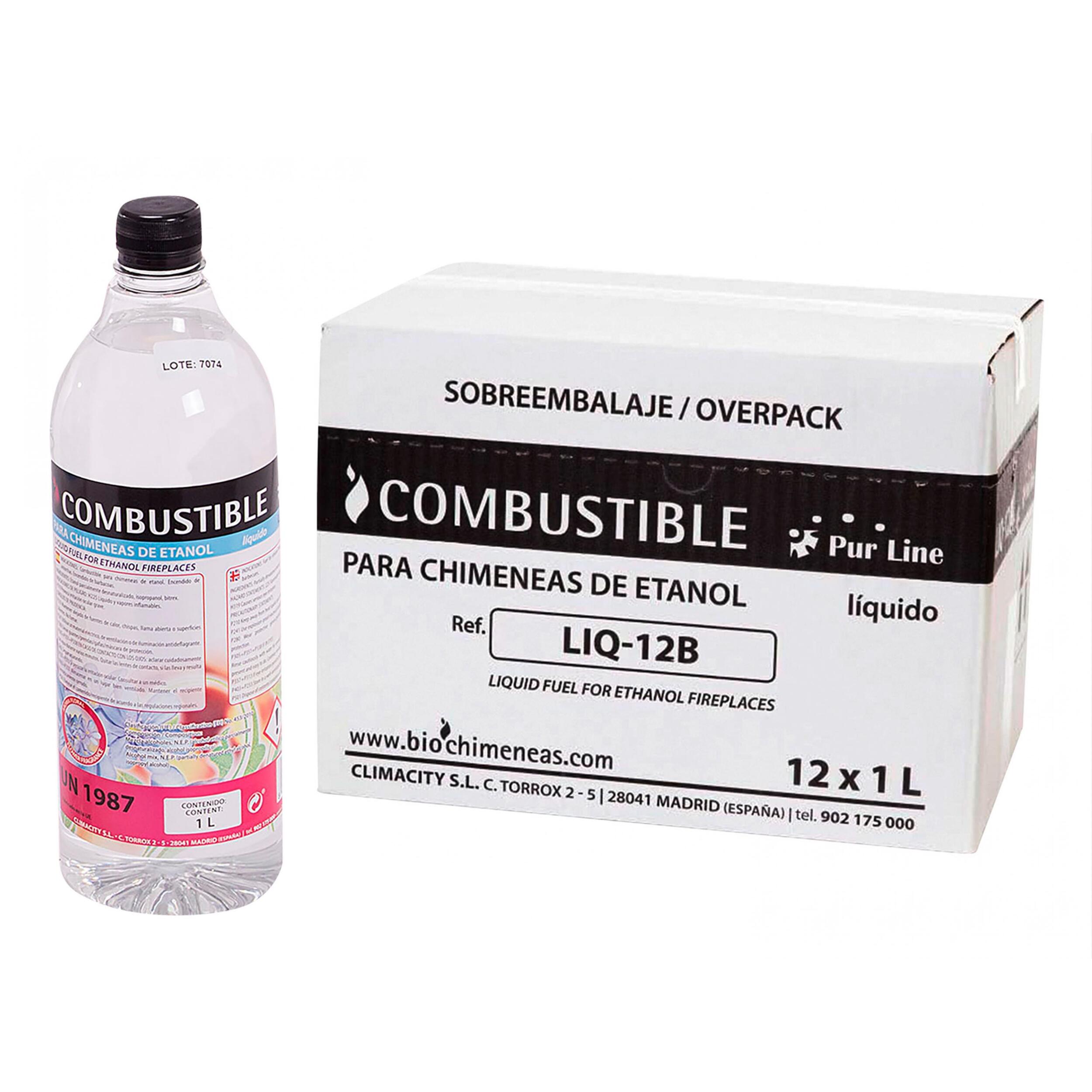 Combustible Etanol de origen natural aroma neutro formato Caja 12 Botellas de 1L cada una 4xBOT-12F PURLINE  W