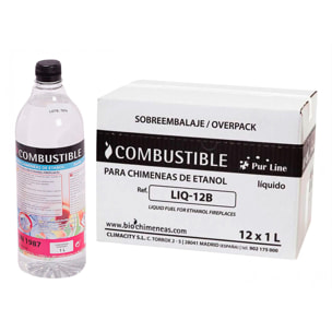 Combustible Etanol de origen natural aroma neutro formato Caja 12 Botellas de 1L cada una 4xBOT-12F PURLINE  W