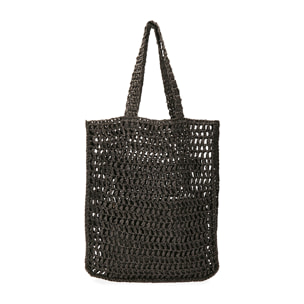 Bolso de playa de paja negro