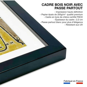 Affiche art Abstrait Gilet rouge par Paul Klee Affiche + cadre en bois - Noir