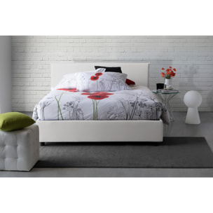 Letto matrimoniale Betty, Letto contenitore con rivestimento in tessuto, 100% Made in Italy, Apertura frontale, adatto per materasso Cm 160x190, Bianco