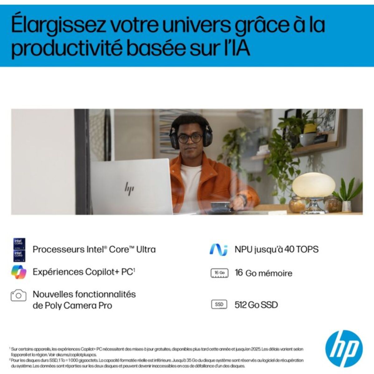 Ordinateur portable HP OmniBook 7 17-dc0004nf 17,3" Intel Core Ultra 5 226V 16 Go RAM SSD 512 Go Copilot+PC