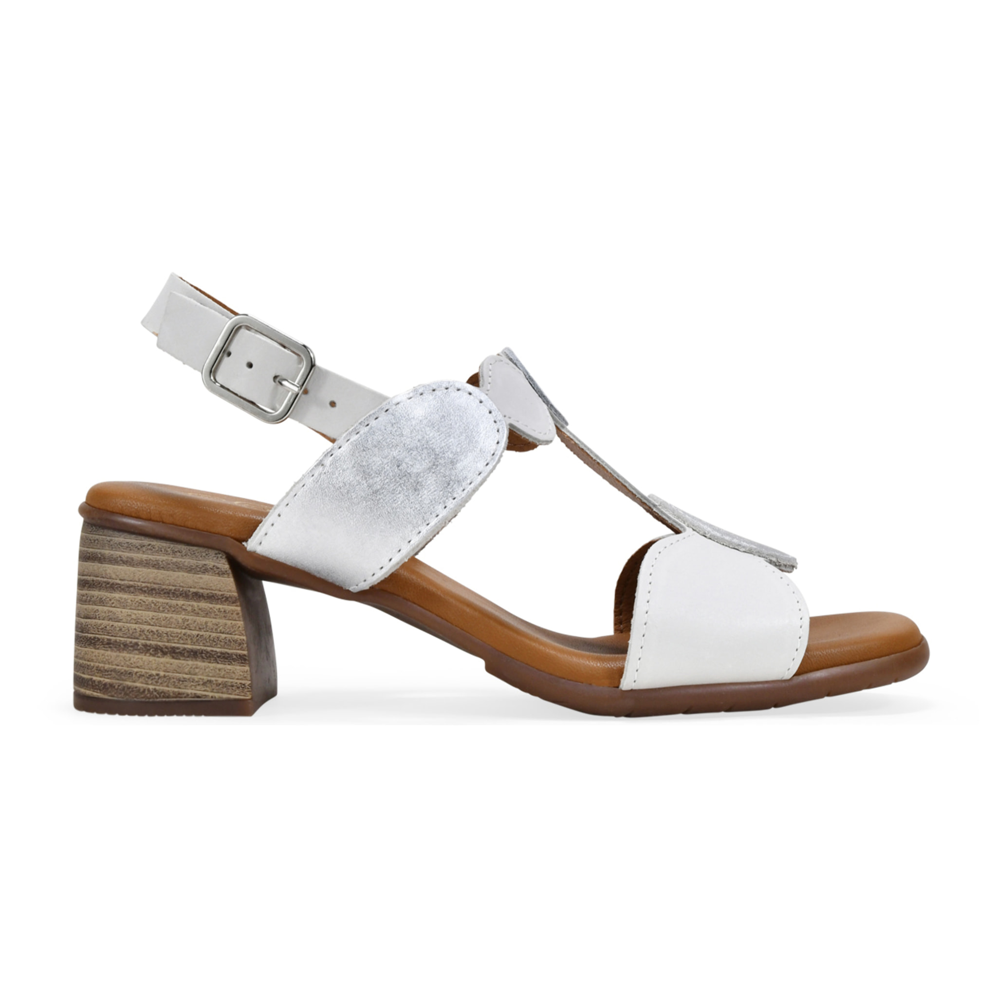Sandalias de tacón blancas en piel