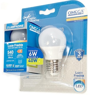 OMEGA Set 6 Pezzi Sfera LED G45 6W 6500K E27