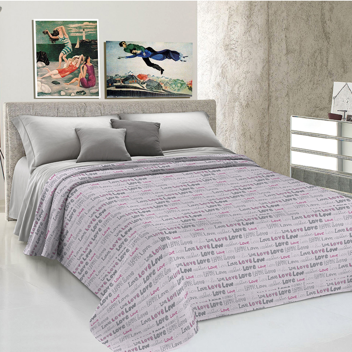 Copriletto di cotone lovelove rosa