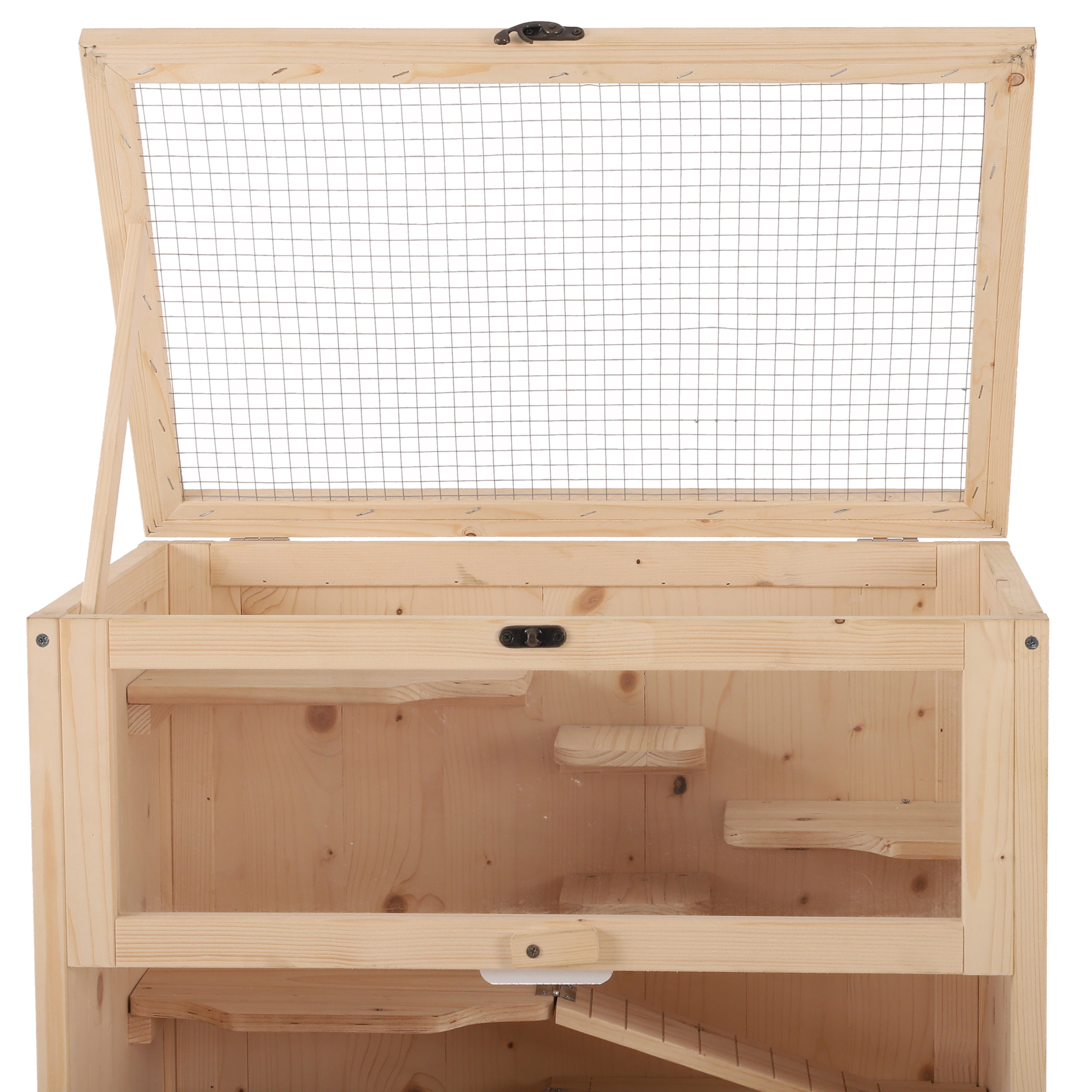 Cage pour hamsters souris petits rongeurs multi-niveaux 5 étages 10 plateformes bois de pin 60 x 40 x 120 cm