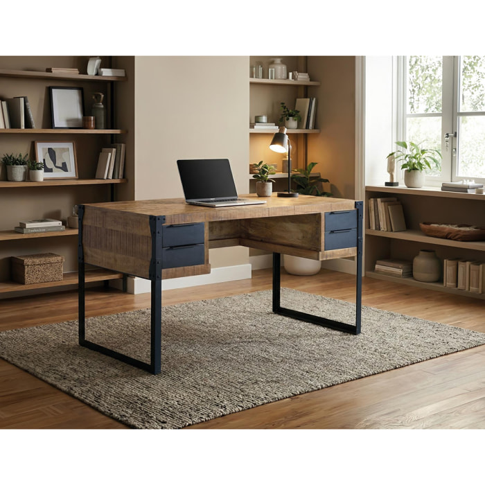 Escritorio de Madera de Mango 135 Cm Estilo Industrial Moderno
