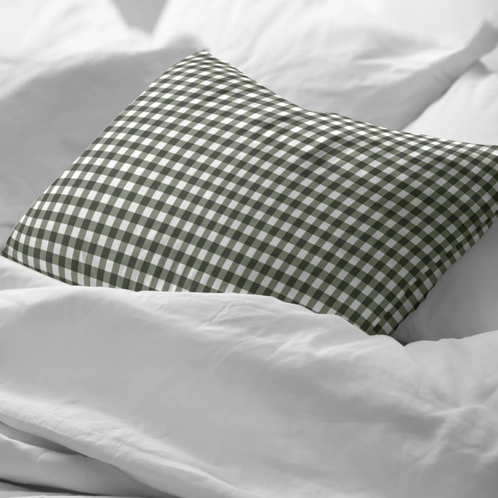 Taie d'oreiller 100% coton Xmas Vichy Vert