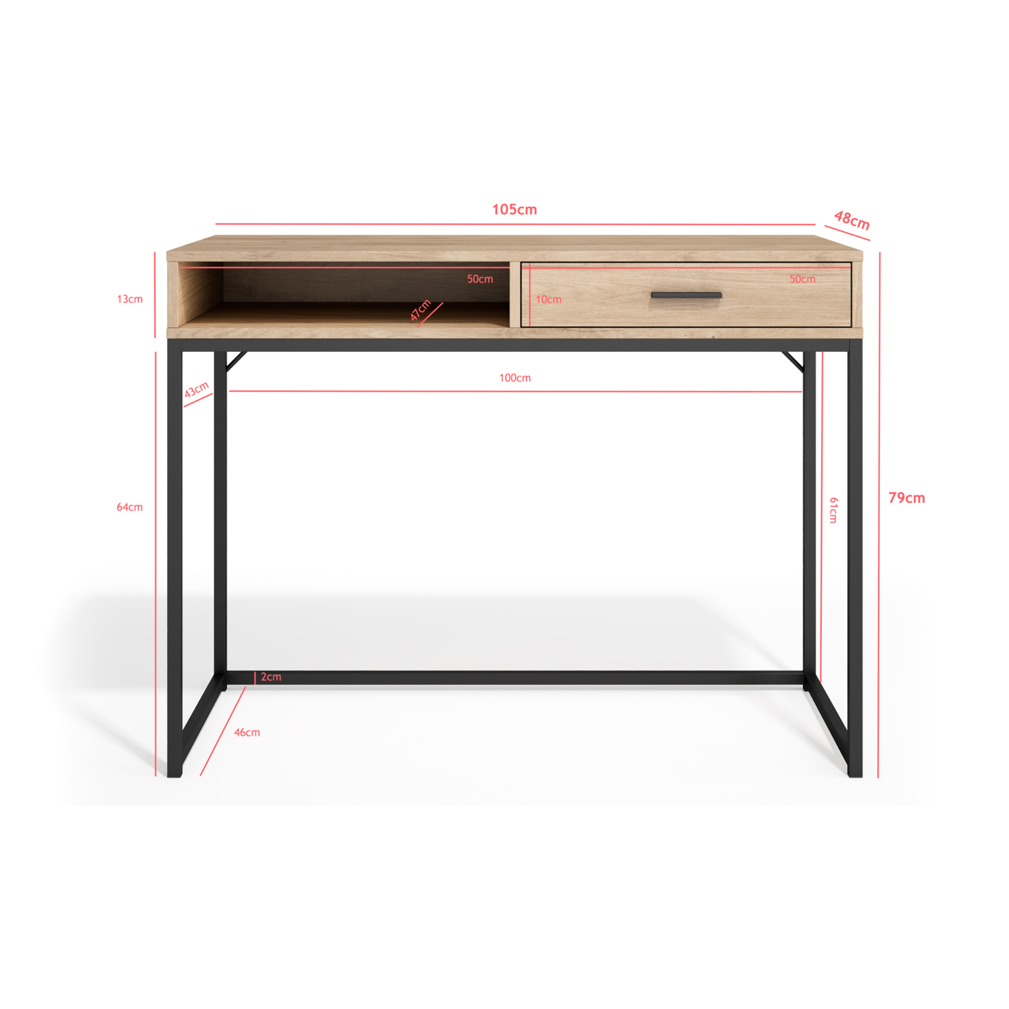 Escritorio Canterbury roble 79x105x48 cm