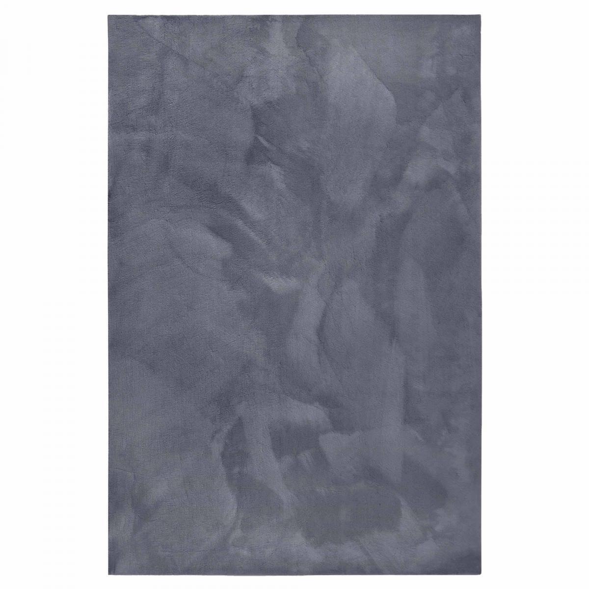 Tapis salon faux uni poils ras, tissé polyester confortable, anano