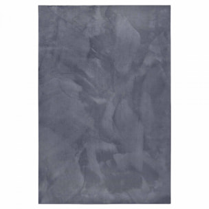 Tapis salon faux uni poils ras, tissé polyester confortable, anano
