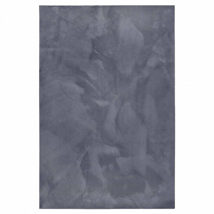 Tapis salon faux uni poils ras, tissé polyester confortable, anano