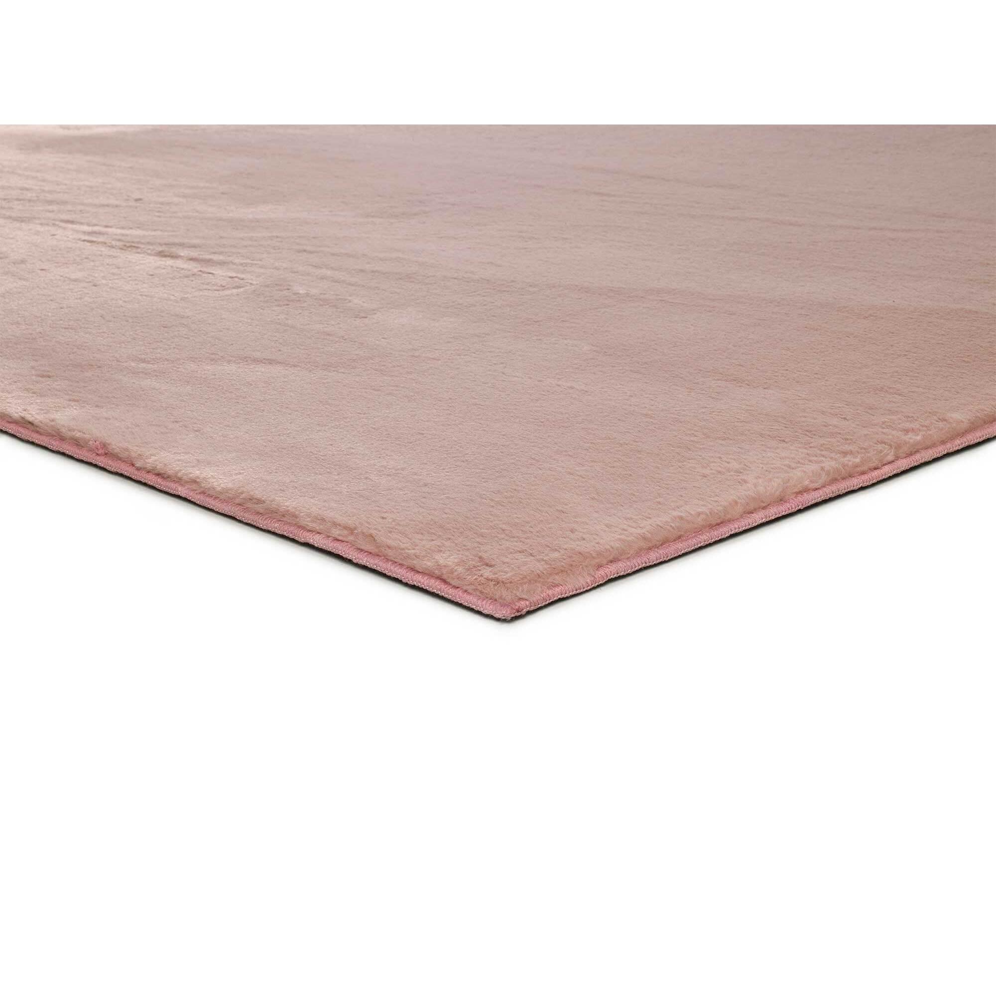 XIANA Alfombra lisa lavable de tacto suave en color rosa, varias medidas disponibles.