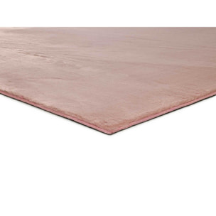 XIANA Alfombra lisa lavable de tacto suave en color rosa, varias medidas disponibles.