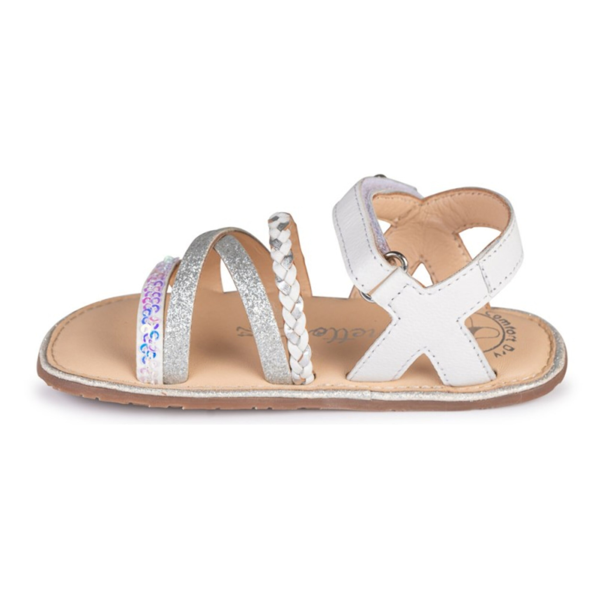 SANDALIA BAREFOOT BLANCO - TIRAS BRILLANTES Y VELCRO AJUSTABLE