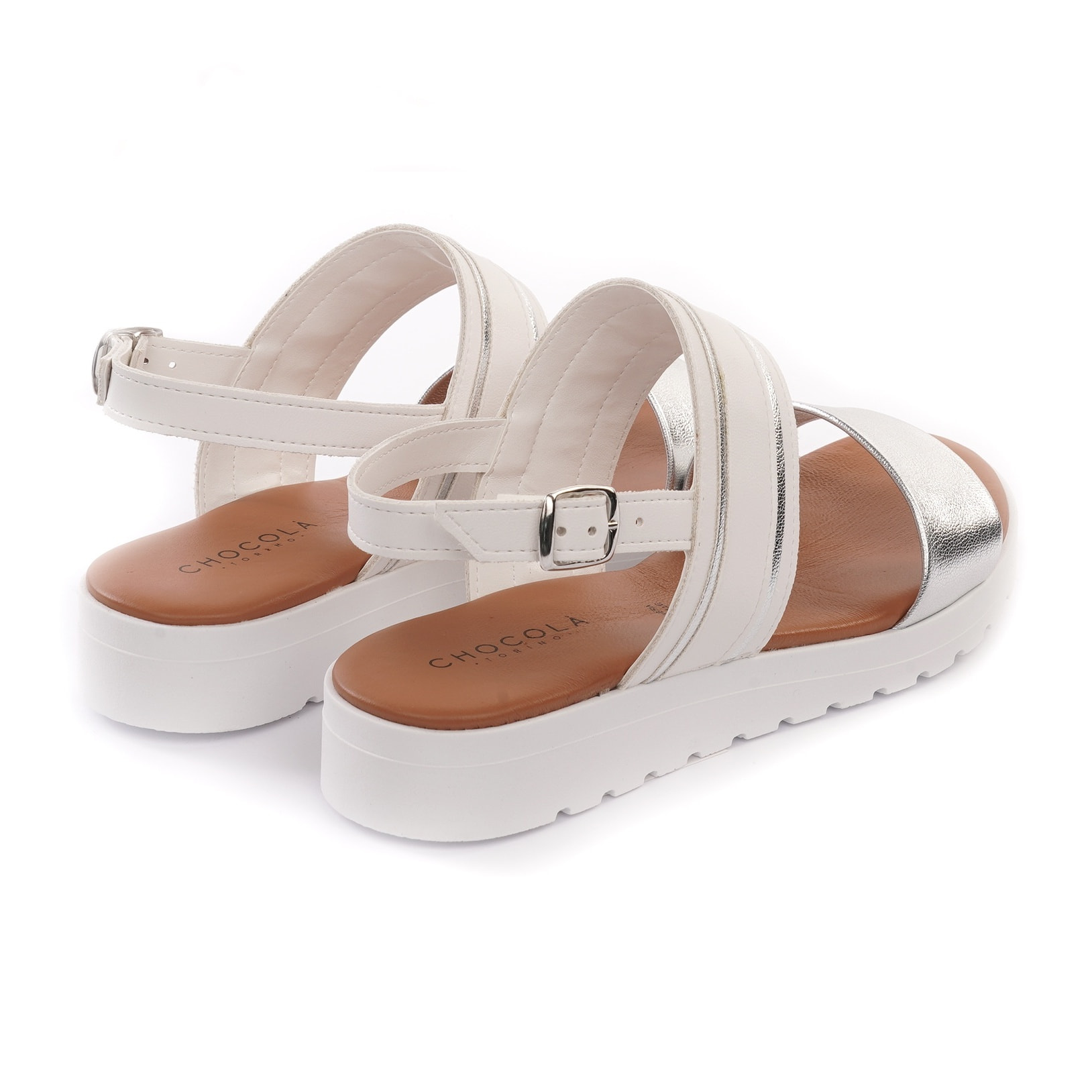 SANDALO ZEPPA DOPPIA FASCIA BIANCO