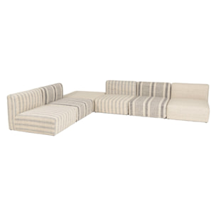 GLORIA - Canapé modulable 6 pièces en coton gris et beige