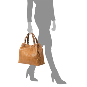 Emanuela Bolso tote Mujer.Piel auténtica Gamuza Grabado Serpiente