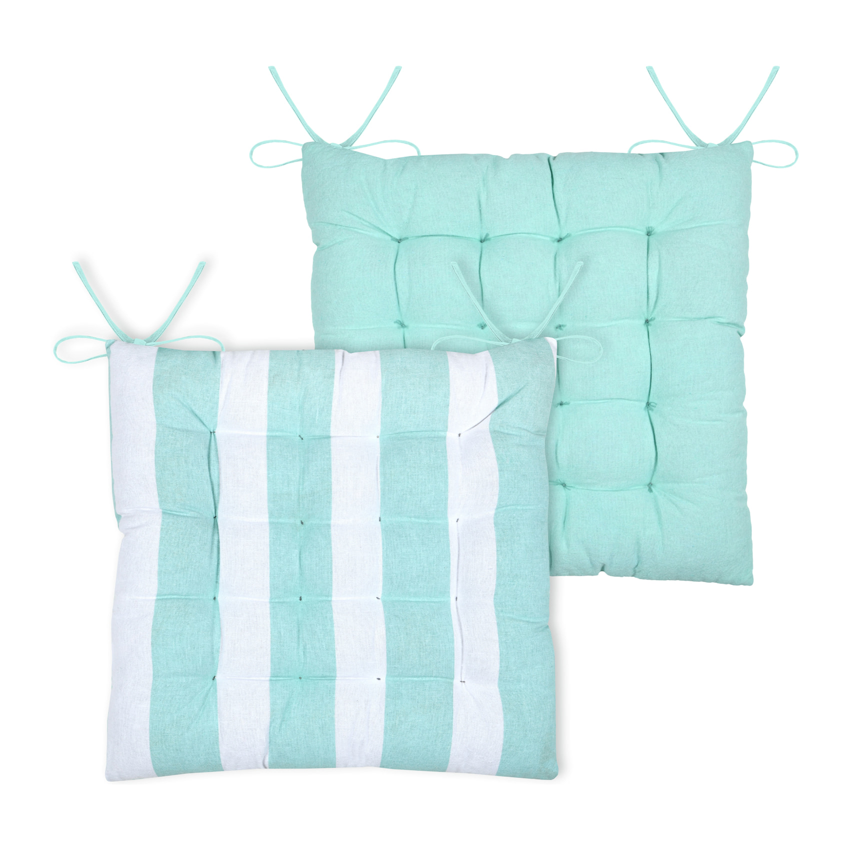 Galette de chaise polycoton matelassée à rayures - Vert