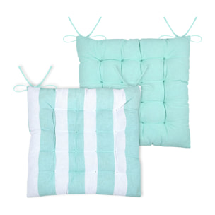 Galette de chaise polycoton matelassée à rayures - Vert