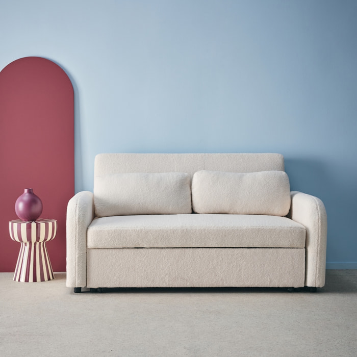 Canapé convertible arrondi 2 places  bouclette  LINO