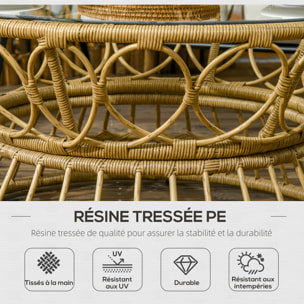 Salon de jardin 4 pièces – Design élégant – Plateau en verre