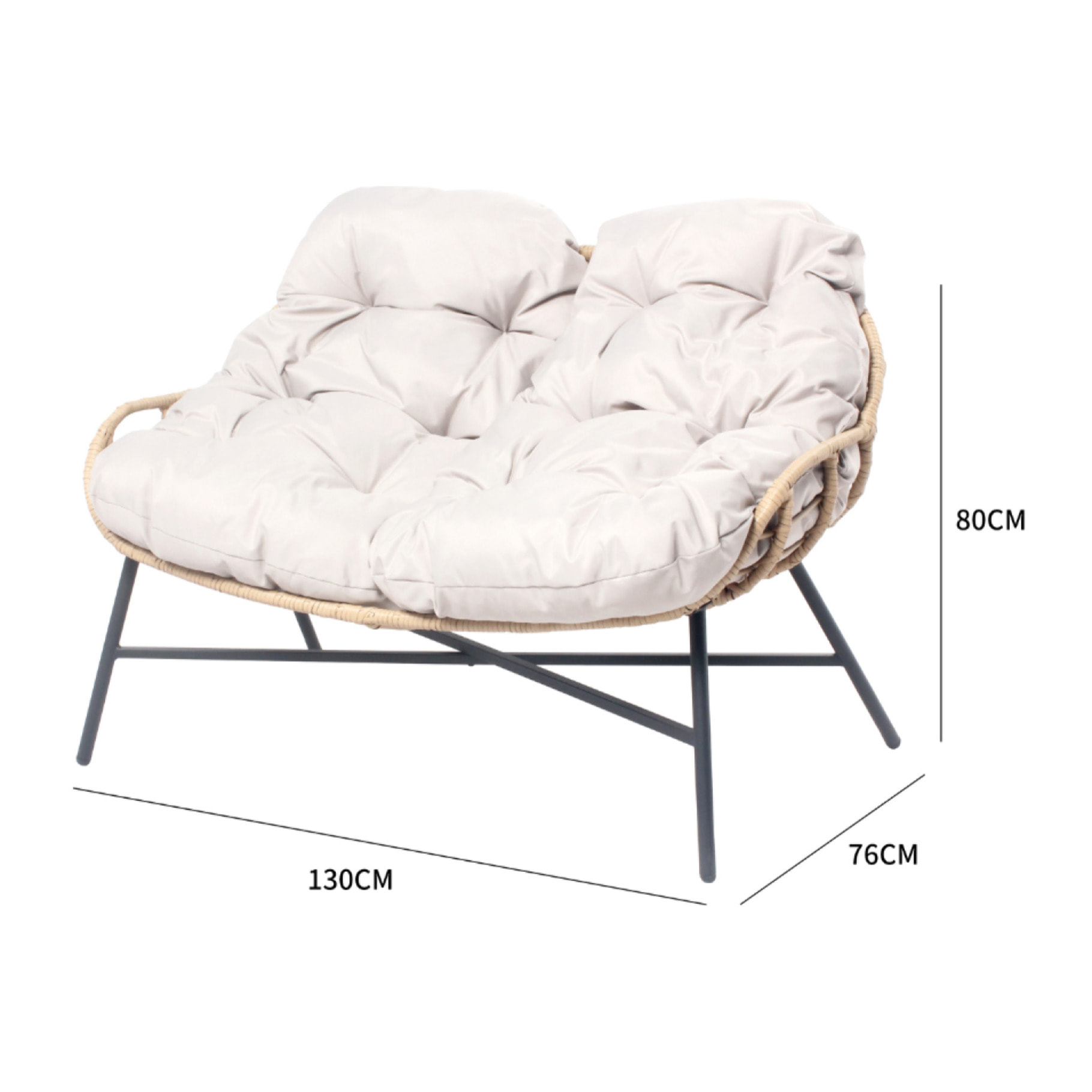 Salon de jardin 4 places canapé + fauteuils beige - CASMA