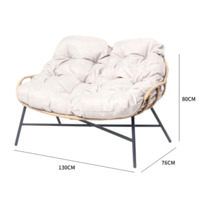 Salon de jardin 4 places canapé + fauteuils beige - CASMA