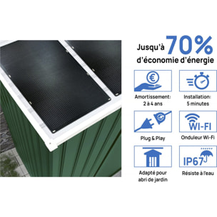 Abri de jardin métal - "Rosas " - 4,07 m² avec panneaux solaires - Vert