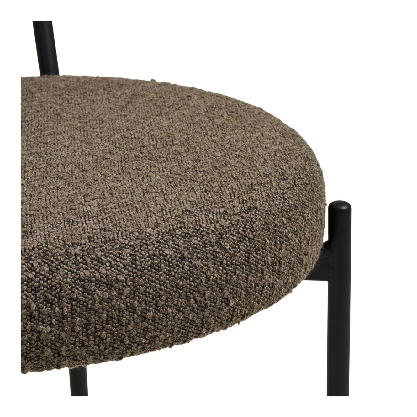 Set 2 sedie da pranzo Badalona in bouclé marrone con gambe nere 49x57x72 cm