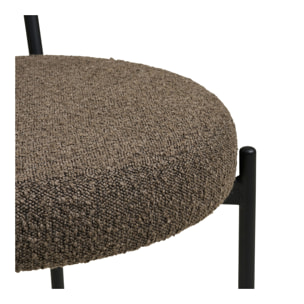 Set 2 sedie da pranzo Badalona in bouclé marrone con gambe nere 49x57x72 cm
