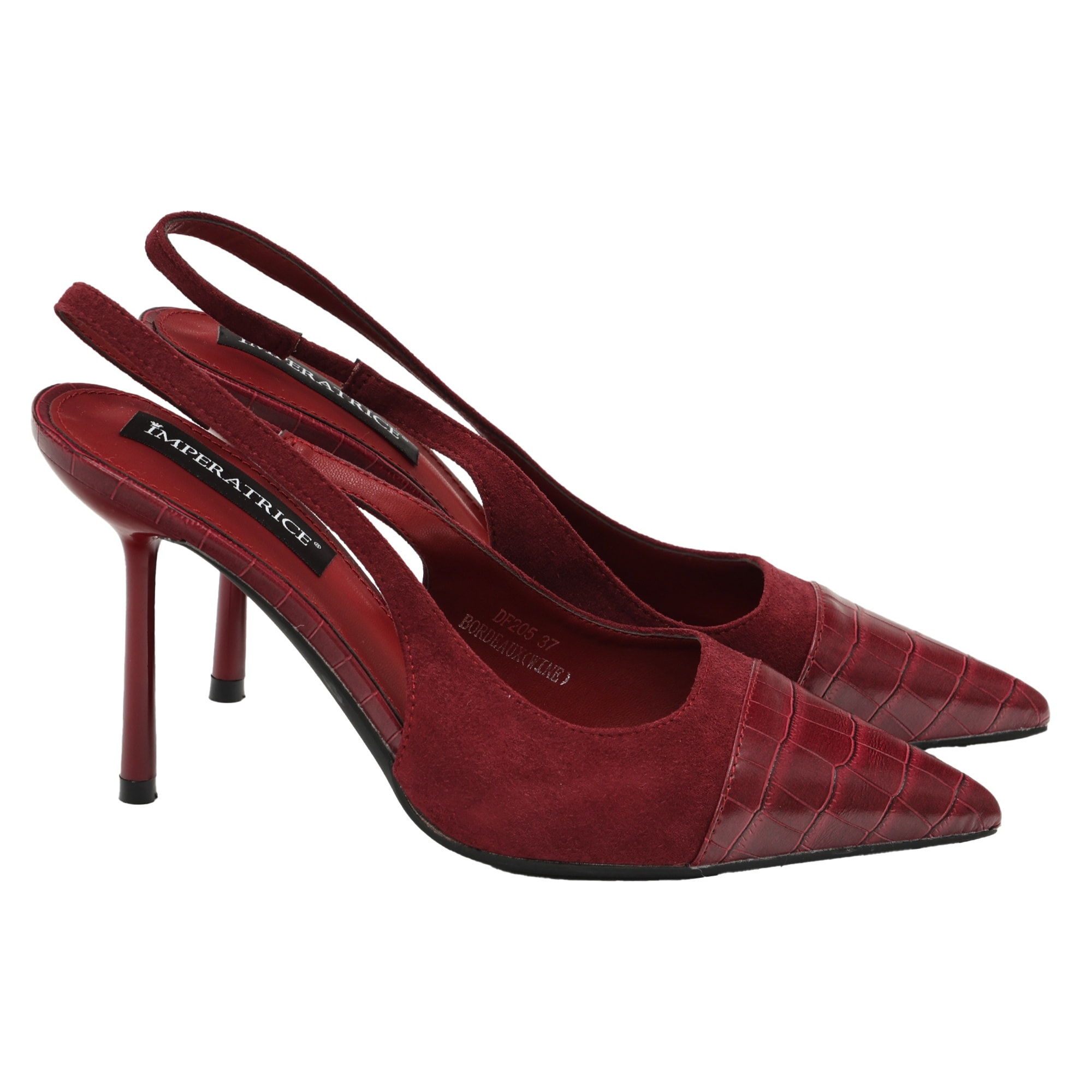 Decolletè in simil-pelle scamosciata con punta pitonata