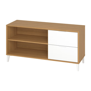Mueble de TV – Roble claro y blanco