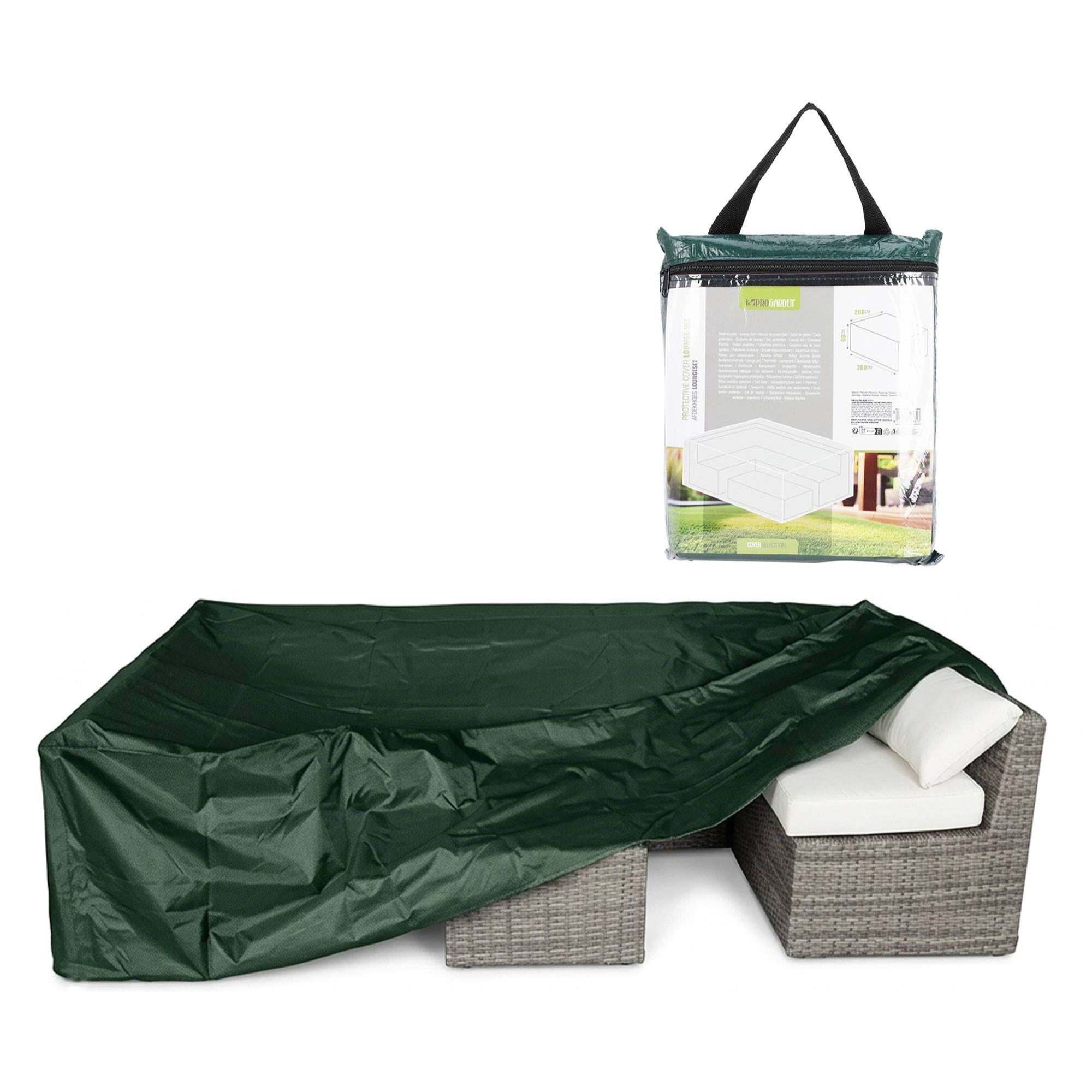 Funda para loungeset 300x200x80cm color verde oscuro, 100gsm, con cremallera
