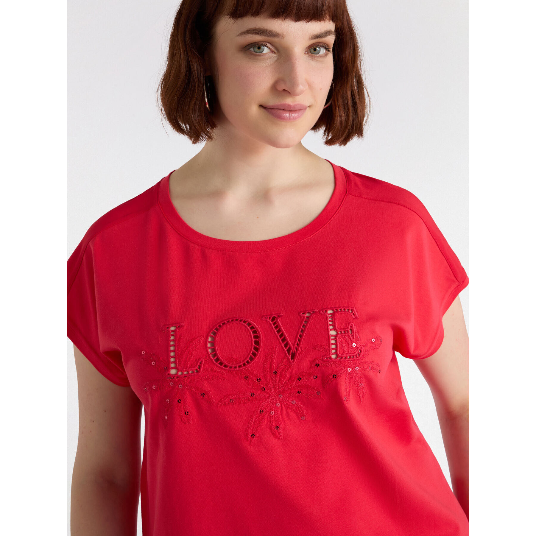 Fiorella Rubino - T-shirt ricamata - Rosso
