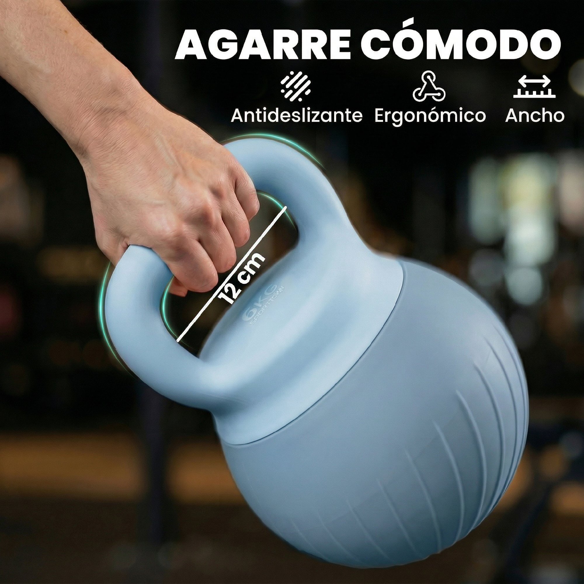 Pesa Rusa 6 kg, Soft Kettlebell Relleno de Arena Metálica y Mango Antideslizante, para Entrenamiento Culturismo en Casa, Gimnasio, Azul Claro