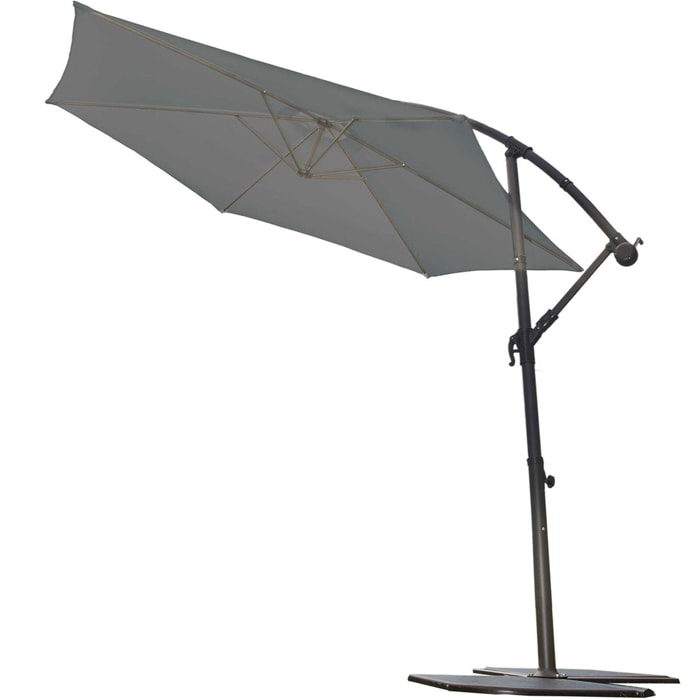 Parasol Ø 3 m Mat Déporté à Manivelle - Gris anthracite
