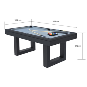 Table multi-jeux 3 en 1 billard et ping-pong en bois noir ARIES