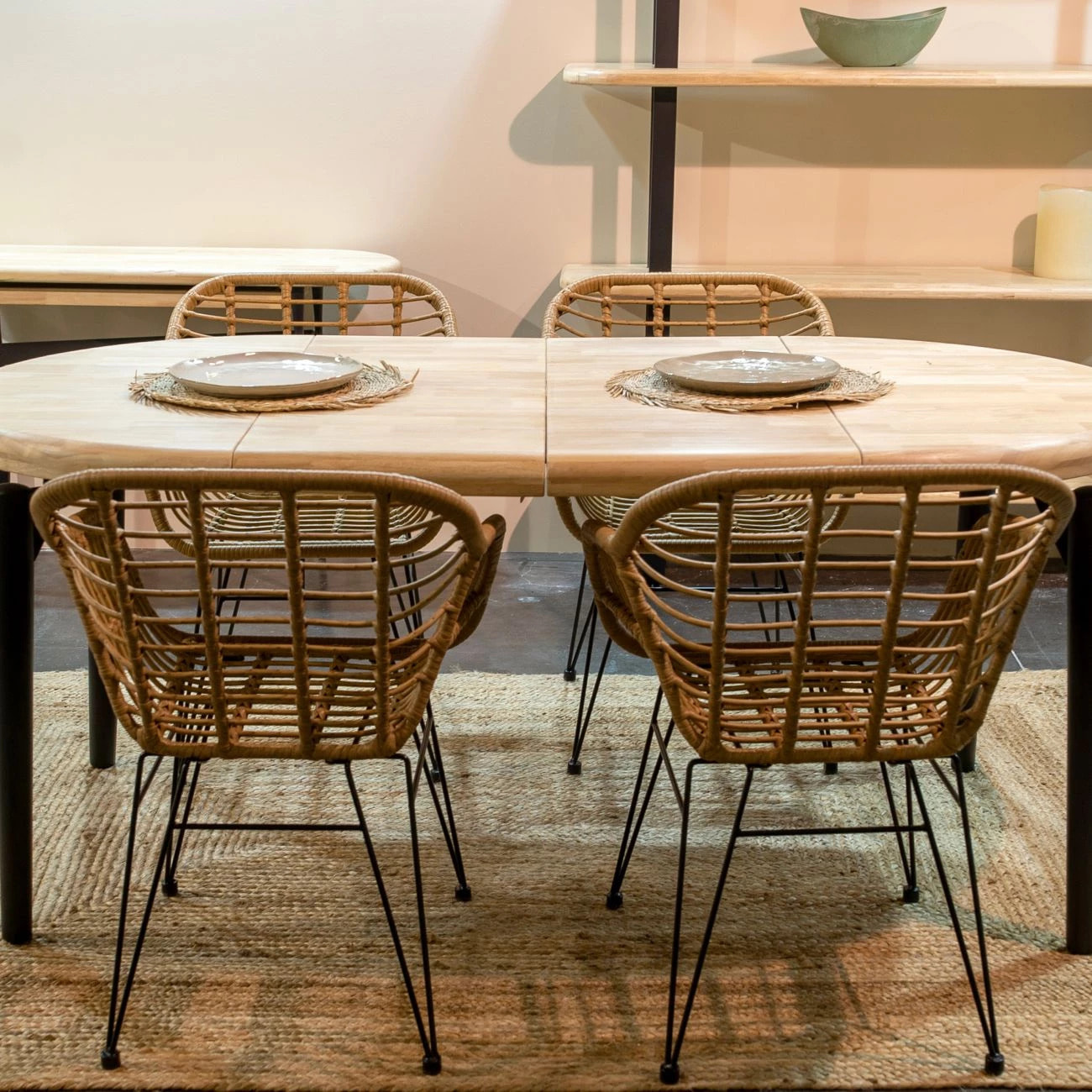 Mesa redonda extensible Padma Negro - Roble