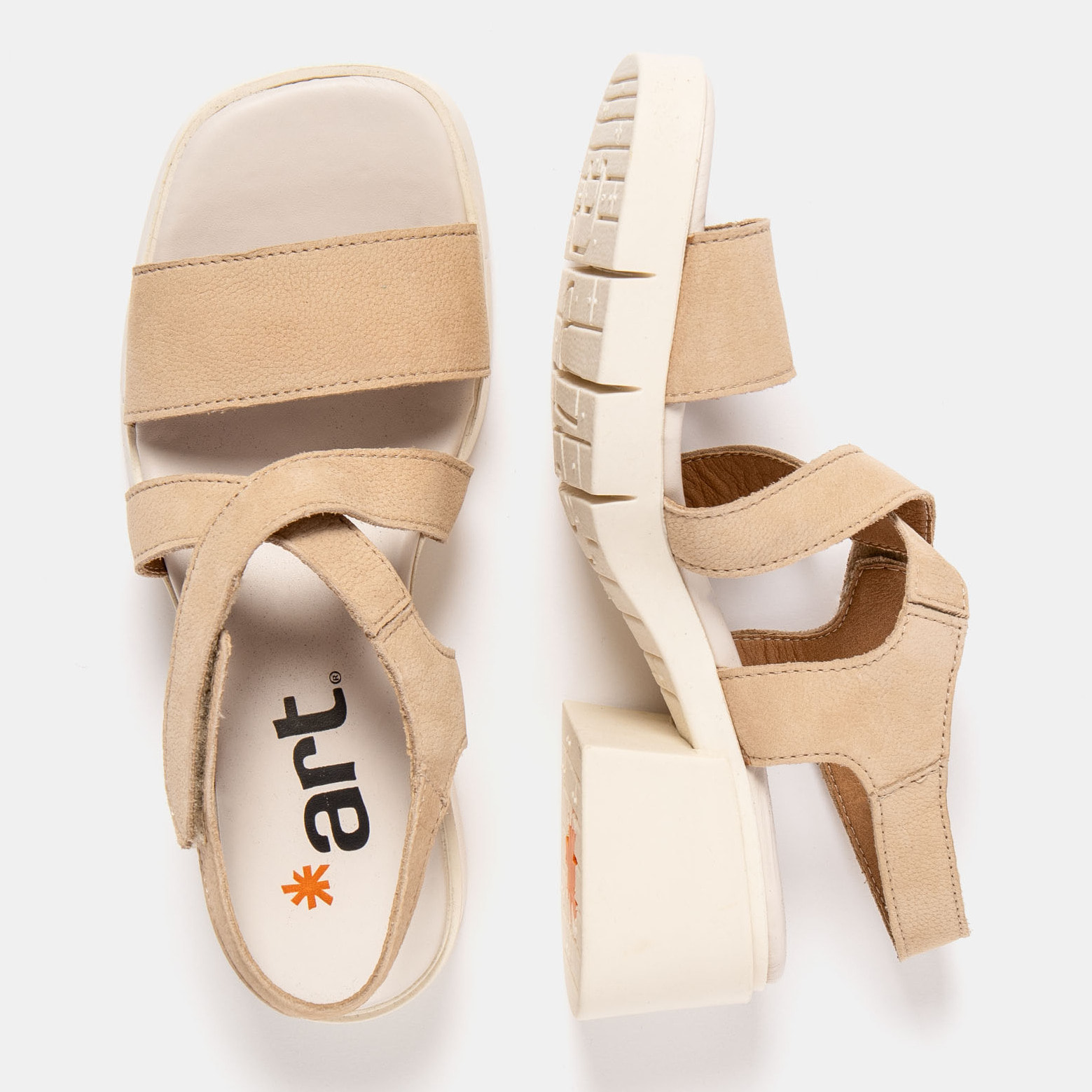 Sandalias con tacón 2062 NOBUCK CREAM-PORCELANA / VARSOVIA color Cream-porcelana