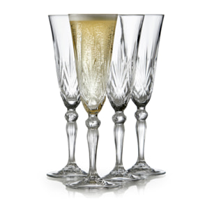 Set de 4 flûtes à champagne Melodia 16cl