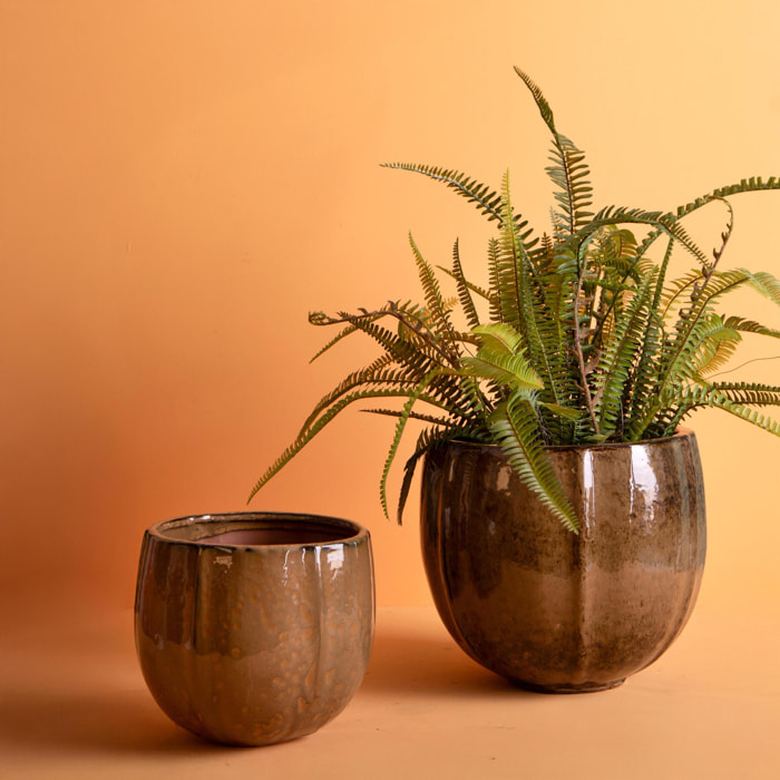 Set 2 vaso rotondo - Colore Crema - 27,5xH24x27,5cm - Bianchi Dino