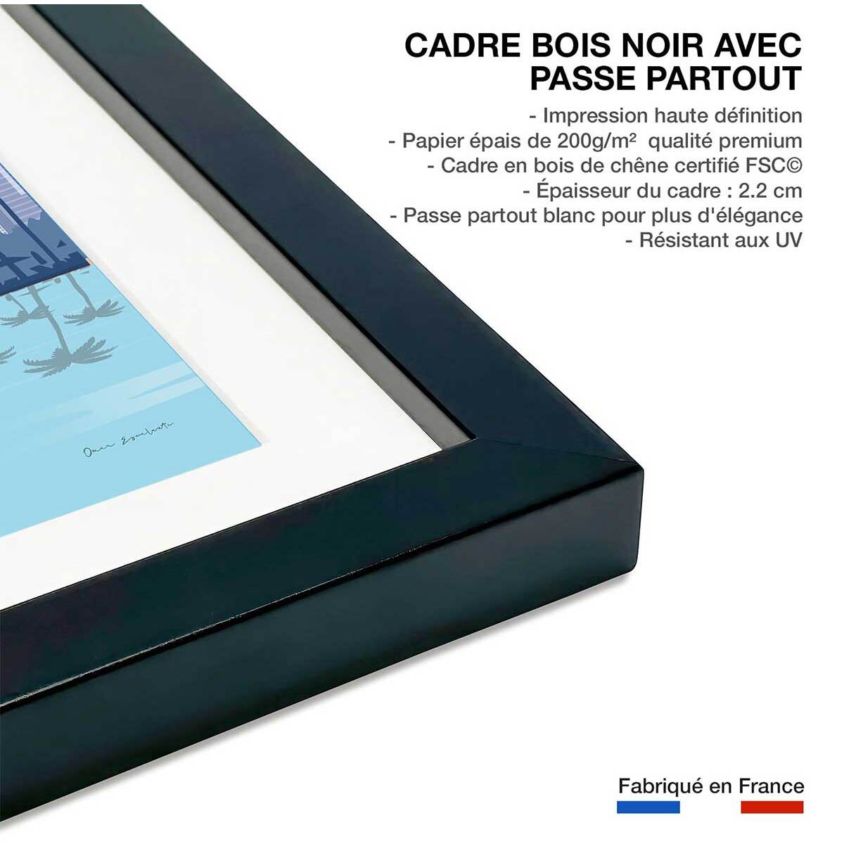 Affiche voyage Panama city Affiche sous cadre noir