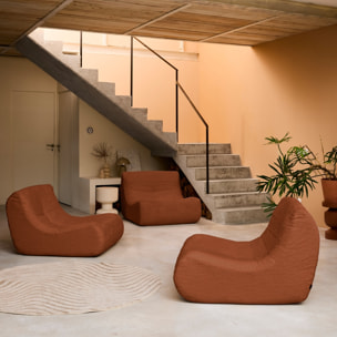 Chauffeuse velours côtelé 3 places terracotta L 91 x P 105 x H 72 cm - SOKOL
