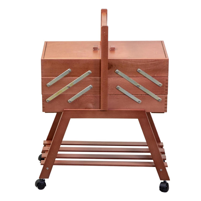 Portalavoro in legno con ruote noce cm45x28h62