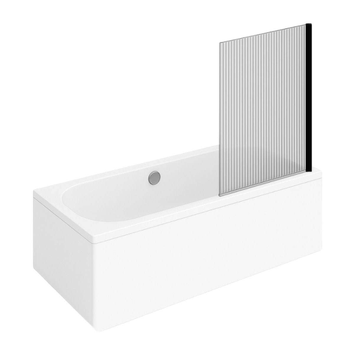 Baignoire droite Oberon quaryl 190 x 90 cm  + Pare bain droite AURYS Raywall Noir mat