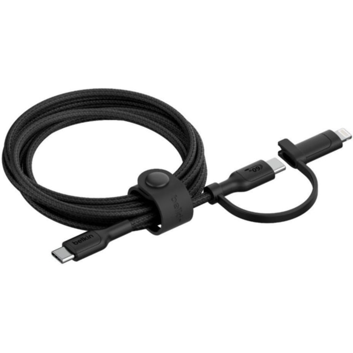 Adaptateur USB BELKIN 2-en-1 USB-C et Lightning 1m50 noi