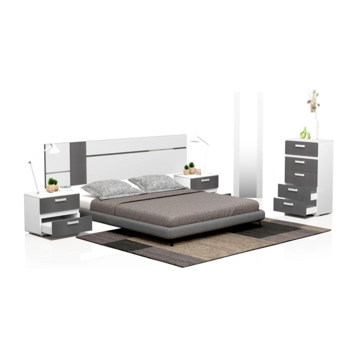 Dormitorio Ataneq Air 5C Blanco - Grafito